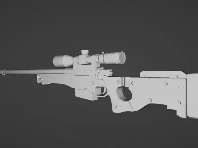 Low poly AWM Sniper Gun Low-poly 3D model