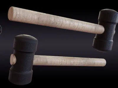 Rubber Hammer Low-poly 3D model
