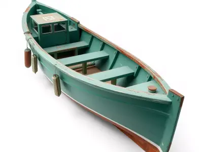 Vintage Turquoise Boat model pack Low-poly 3D model