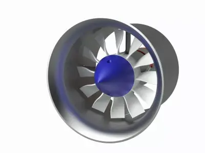 12-blade airplane aircraft engine 3D print model