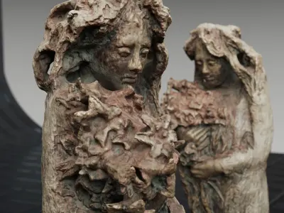 Old bronze statue Photoscan Low-poly 3D model
