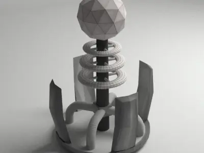 Coil Tesla 3D Model Low-poly 3D model