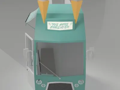 Cartoon Ice Cream Van Low-poly 3D model
