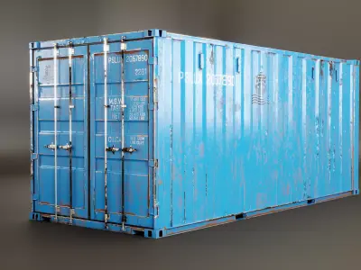 Intermodal Shipping Container 20-foot-long Rusted Low-poly 3D model