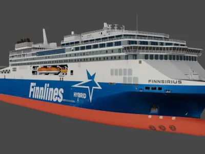  Passenger Ro-Ro Cargo Ship FINNSIRIUS Low-poly 3D model