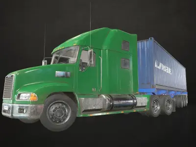 Semi Truck Container Trailer Low-poly 3D model