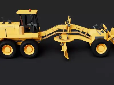 Motor Grader Heavy Machinery Construction Vehicle Low-poly 3D model