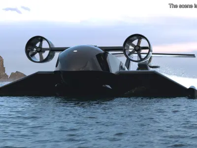 Flying Ship Concept Black Color 3D model