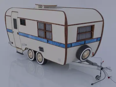 Camping trailer Low-poly 3D model