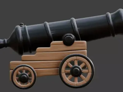 Stylized Pirate Cannon 3D Model Low-poly 3D model
