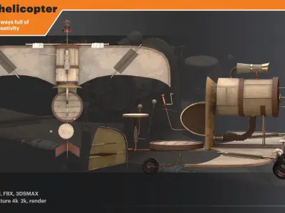 bicycle helicopter Low-poly 3D model