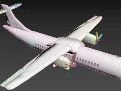 model of an airplane with two propellers Low-poly 3D model
