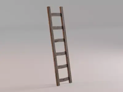 Wooden ladder Low-poly 3D model