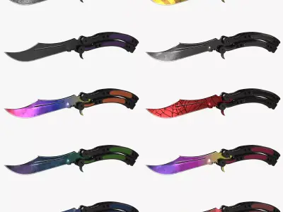 Butterfly Knifes Set 3D model