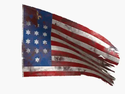 US Flag French Alliance Flag 1781-82 Low-poly 3D model