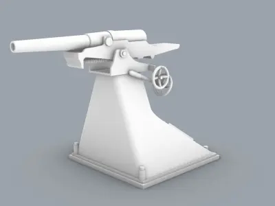 Skoda Naval Gun Low-poly 3D model