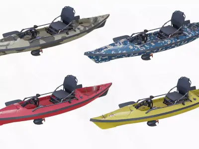 Fishing Kayak 01 Low-poly PBR Low-poly 3D model