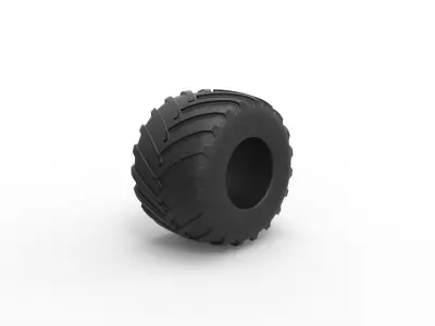 Monster Jam tire 18 Scale 1 to 25 3D print model