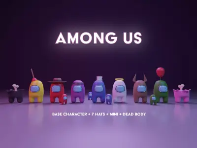 Among Us Character Pack - Basic Character - Hats and Mini Low-poly 3D model