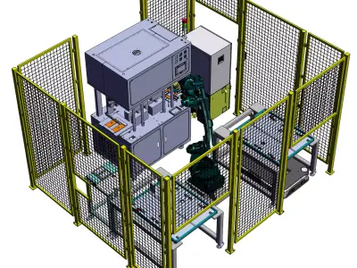 Aluminum mold shaping robot loading and unloading station 3D model