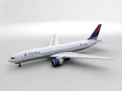 Boeing 777 Airliner - Delta Airlines Low-poly 3D model
