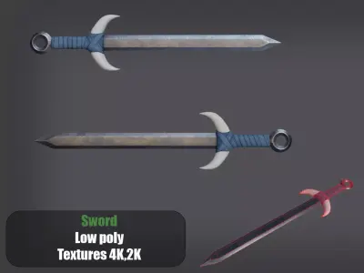 Sword Low-poly 3D model 62