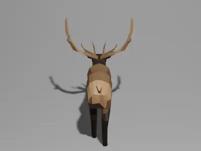 Low Poly Elk deer with antlers Low-poly 3D model