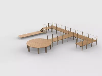  Wooden walkway modular 3D model