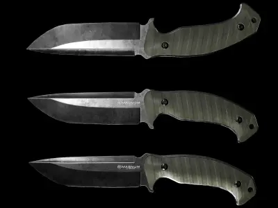 Tactical 5 knife pack Low-poly 3D model