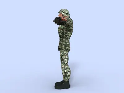 Cartoon  Soldier Rigged Low-poly 3D model