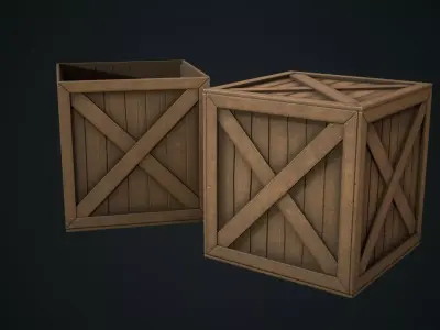 Wooden Cube Low-poly 3D model