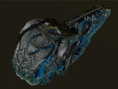Deluxe Ornamental Bird skull 3D print model