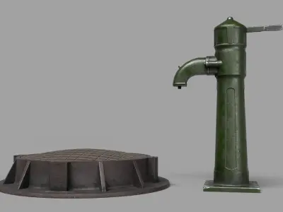 Soviet union hand water pump Low-poly 3D model