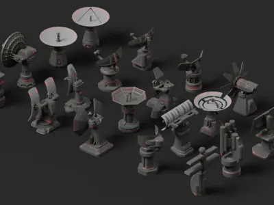 Radar Pack Low-poly 3D model