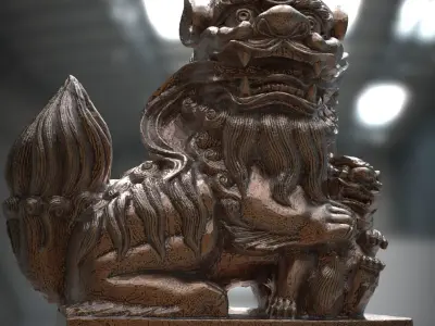 Collection of Stone Lion Statues Bronze Statues 3D print model