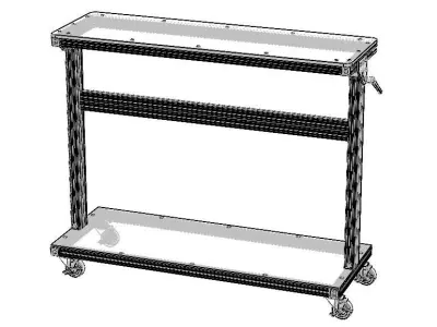 Aluminum Stand Up Desk Two Shelf 3D model