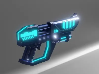 Low Poly Sci Fi Gun Low-poly 3D model