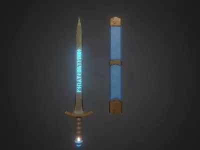 Fantasy Runic Sword Low-poly 3D model