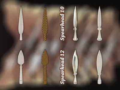 40 Medieval Spearheads  Vol 1 Basemesh Game ready Archviz Assets 3D model