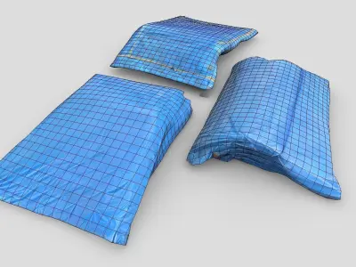 Folded Blue Tarp Pack Low-poly 3D model