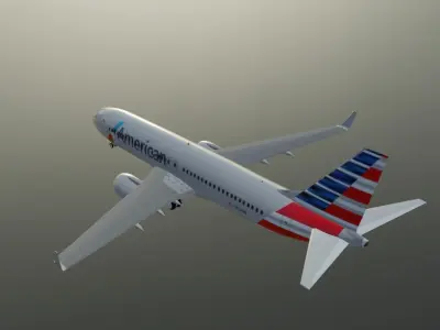 American Airlines Boeing 737-800 low poly  Low-poly 3D model