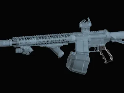 AR-15 pistol grip F1 Skeletonized Style  Low-poly 3D model