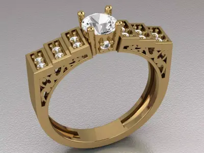 solitaire wedding ring  3D print model