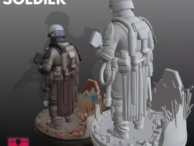 Post Apocalyptic Soldier STL Futuristic 3D  3D print model