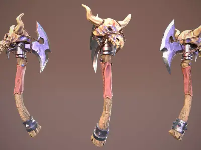 Bone Rage Axe Low-poly 3D model