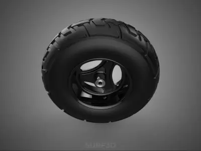 TRIPLE 3 SPOKE RIM REPLACEMENT PNEUMATIC WHEEL BARROW TIRE TREAD 3D model