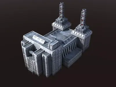 Factory Building - Industrial - Power Plant 3D model
