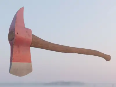 Fire Axe Low-poly 3D model 5