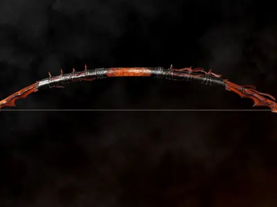 Fire Bow - Dark Fantasy PBR game ready 3d weapon Low-poly 3D model