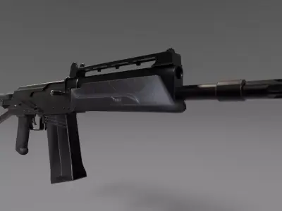 saiga rifle Low-poly 3D model